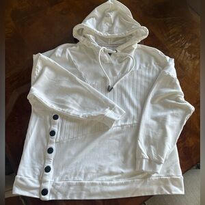 Cabi ATC Road Trip Hoodie White Cotton Women's Sz L 5920